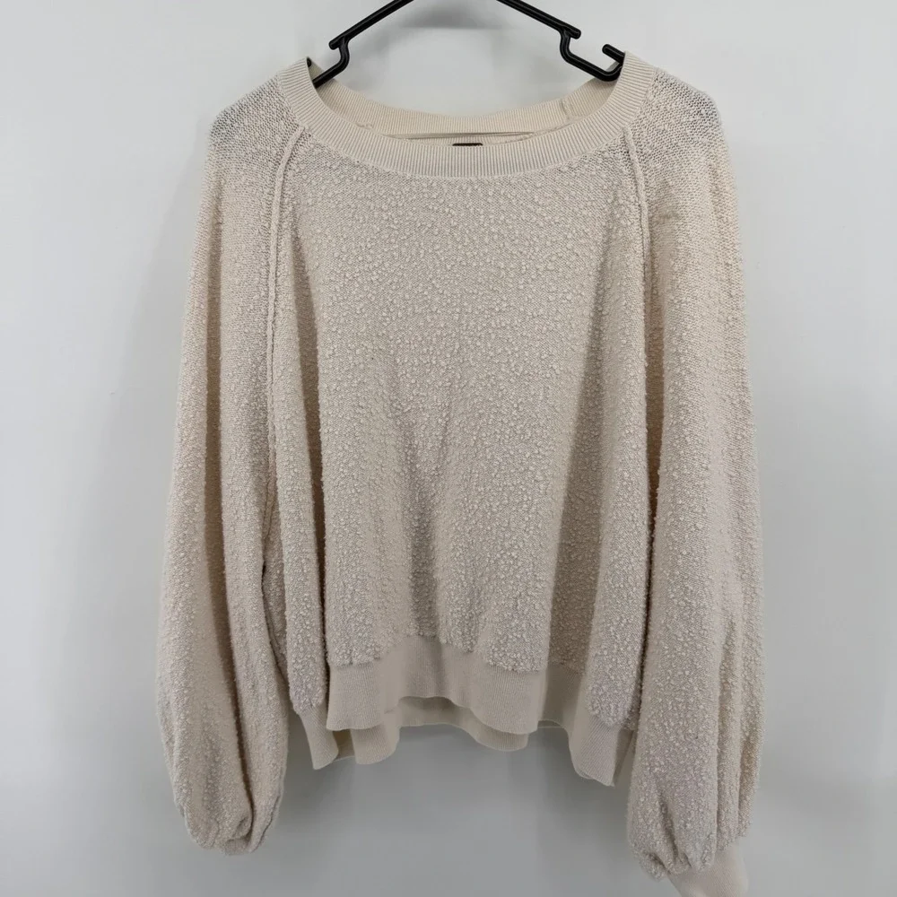 Free People Found My Friend Pullover Sweater Ivory Cream Boucle Knit Mens Medium